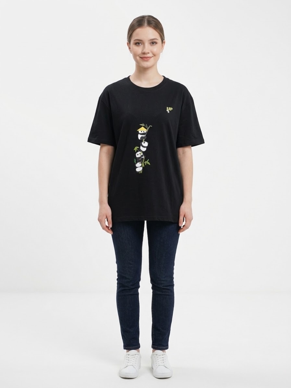 Premium Black Graphic Panda Tee Size 3X EUC P2P 27in.